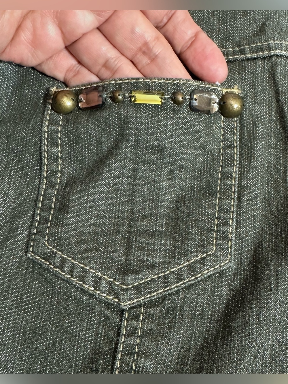 Ruby Rd. Petite Rhinestone Denim Jacket - Picture 4 of 10